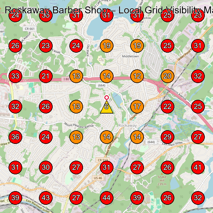 Rockaway Barber Shop GeoGrid visibility map for Beauty Salon in Rockaway